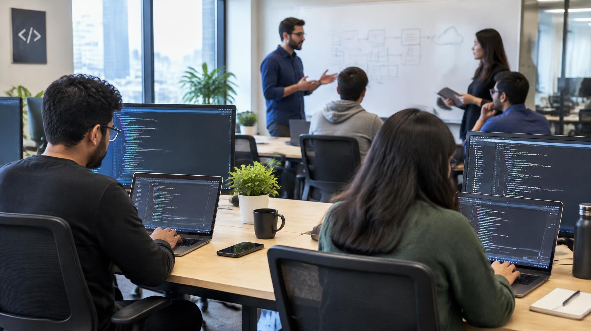 programmers working in office