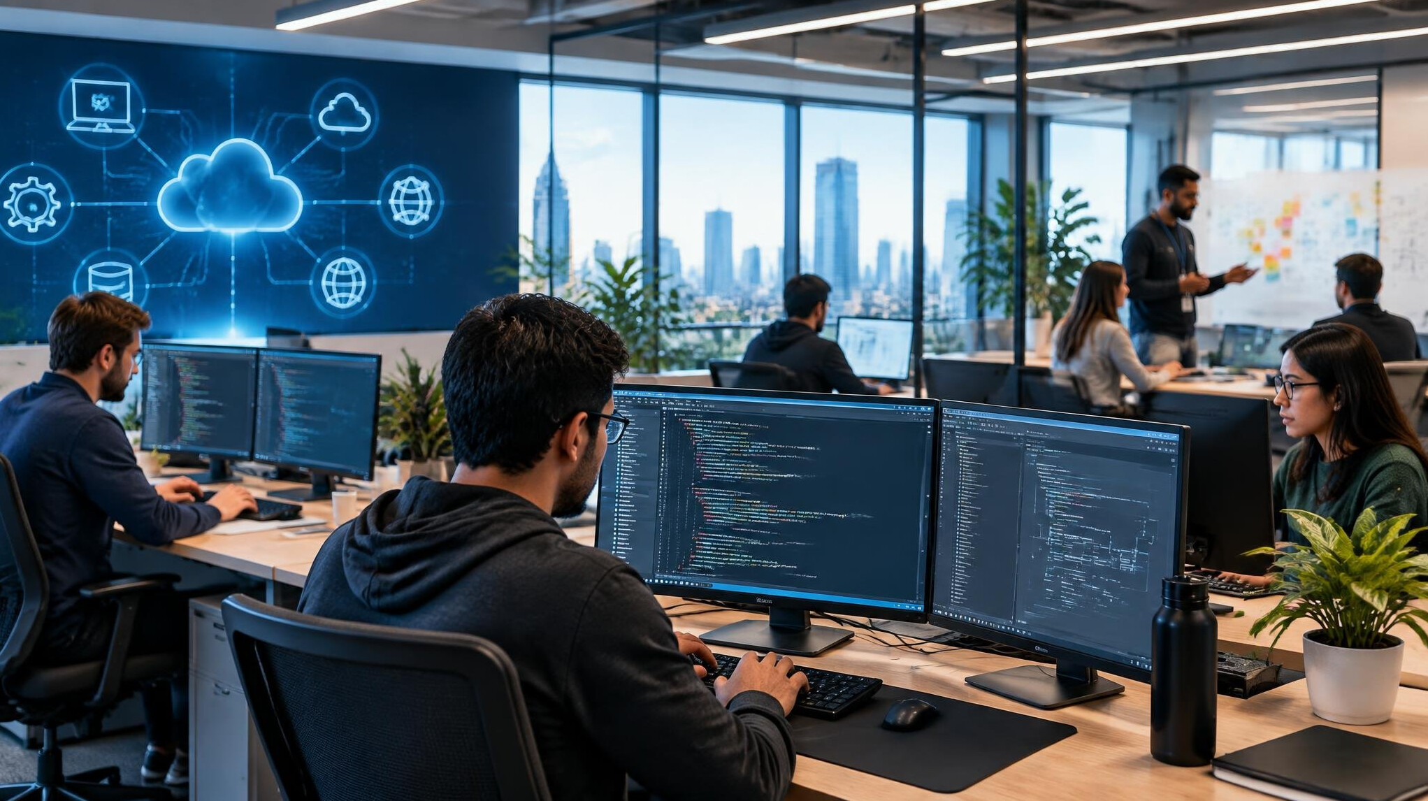 modern office with computers