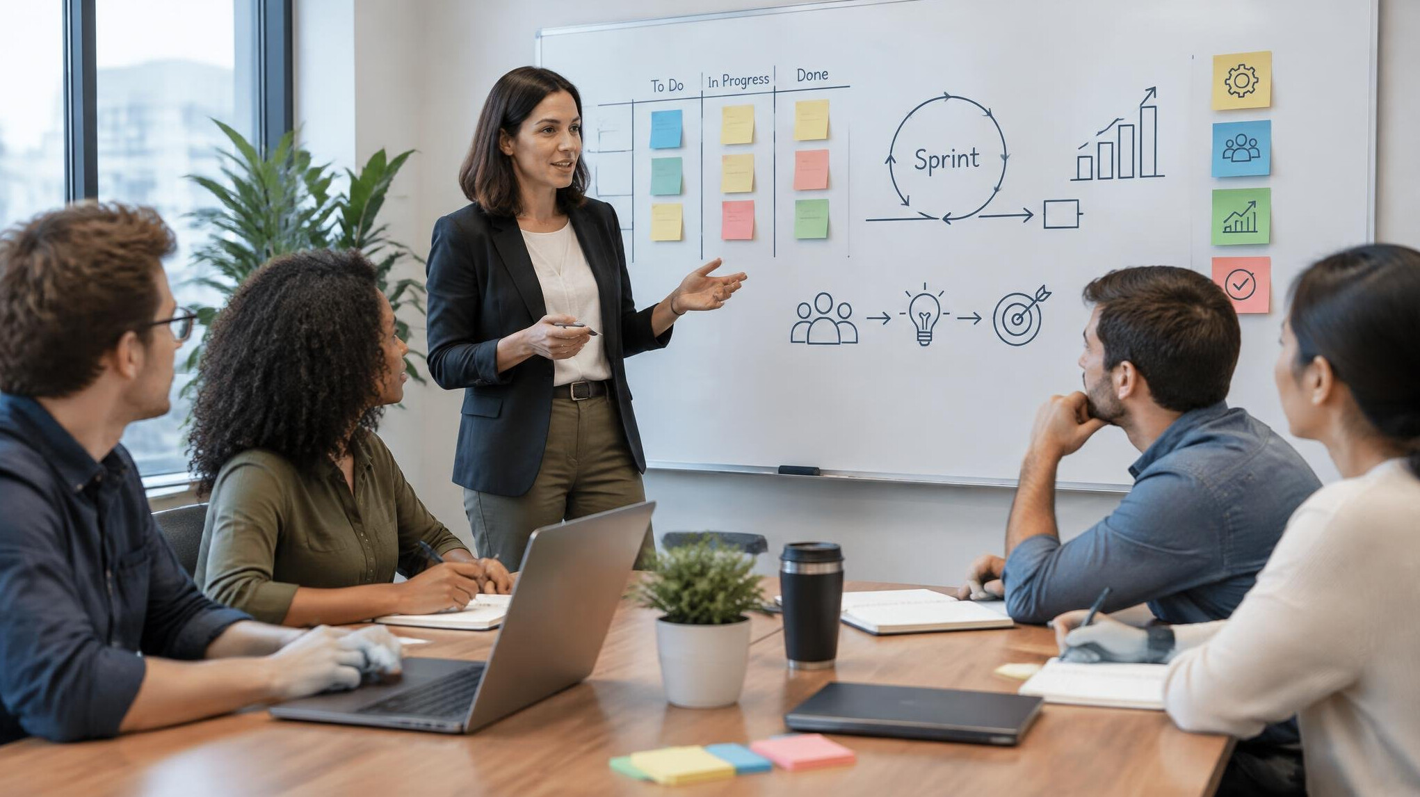 project manager leading meeting