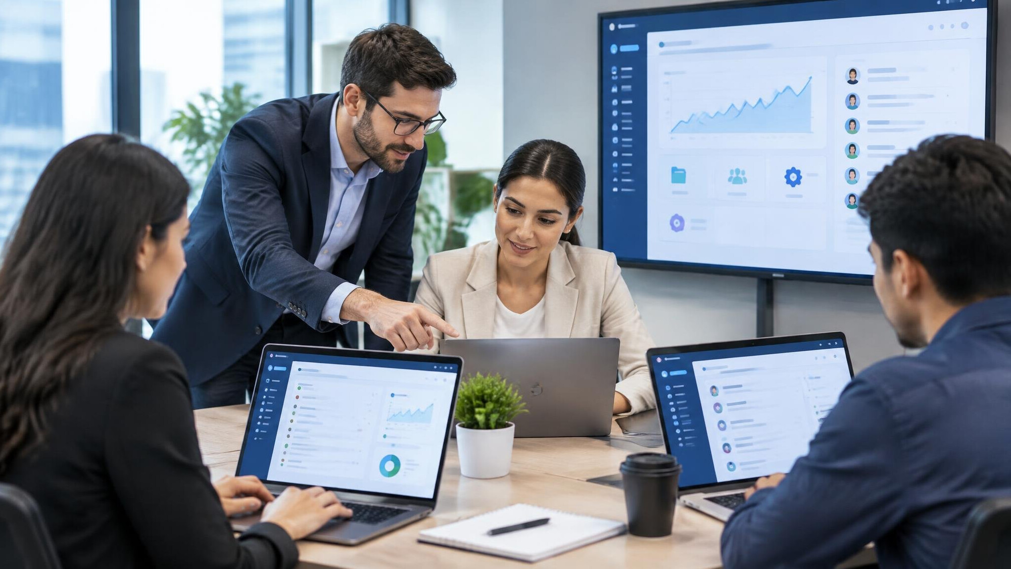 team using corporate software