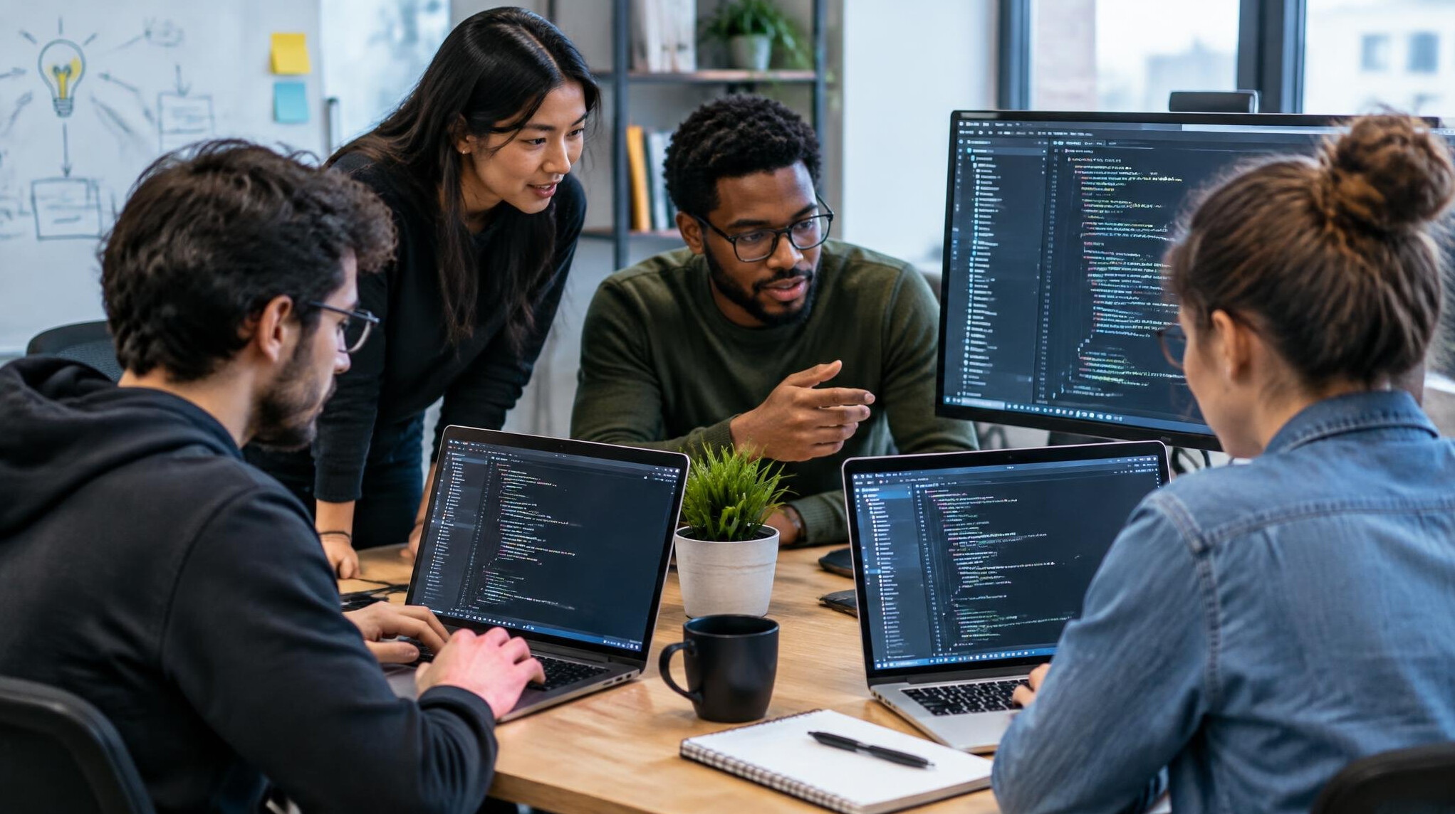 developers coding together