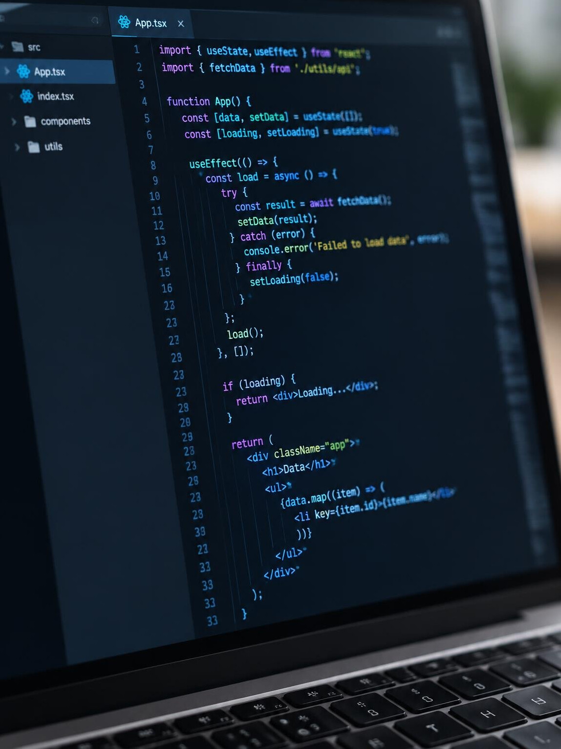 Close-up of programming code on a laptop screen