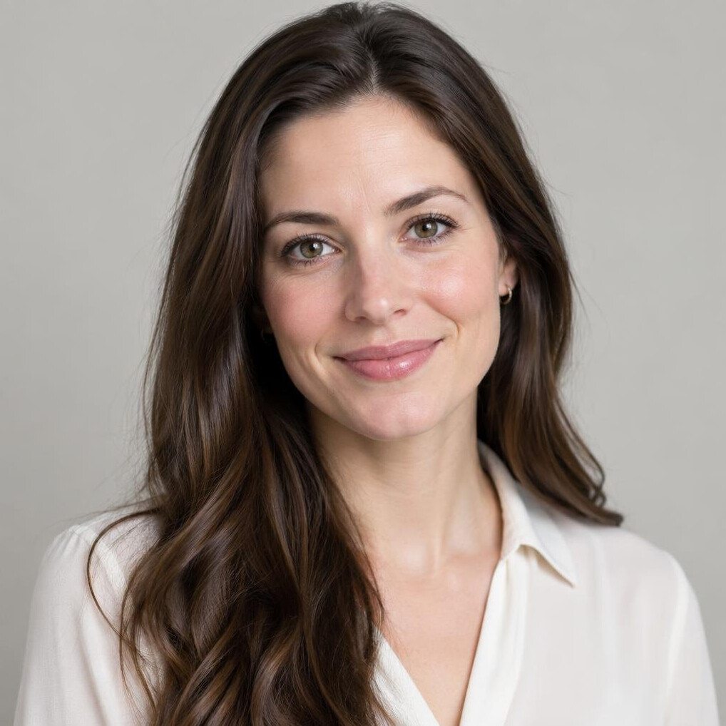 Portrait of a young woman with long hair smiling